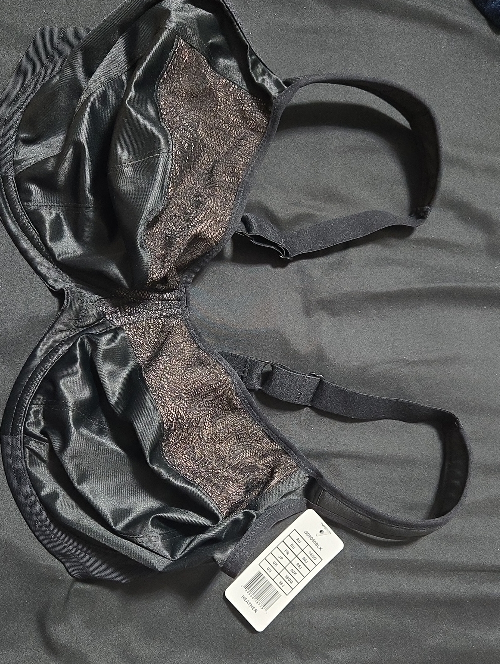 Goddess Black Satin and Lace Underwire Bra